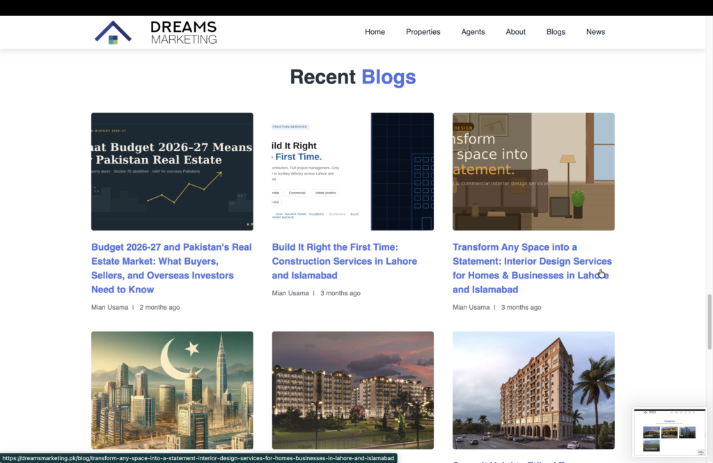 Dreams Marketing — Connecting Property Discovery, Project Information, and Buyer Enquiries screenshot